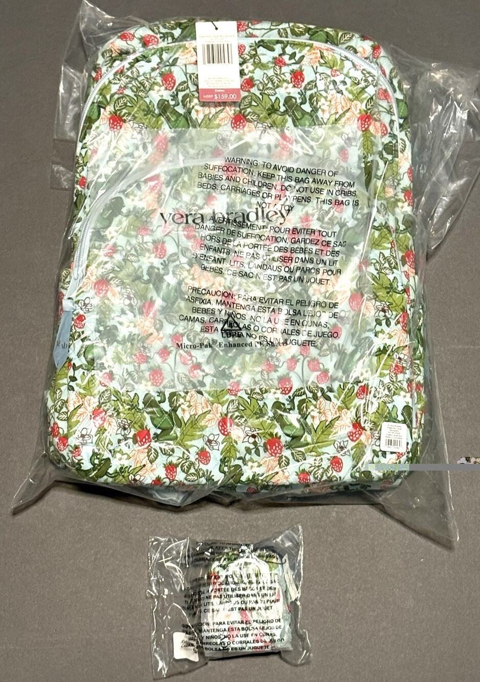 Vera Bradley Frogberry Essential Large Backpack Earbud Bag Charm Set EXACT